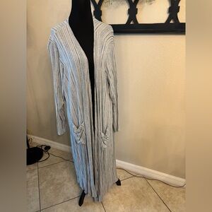 LuLaRoe Blue and Gray Striped Cardigan Size XL